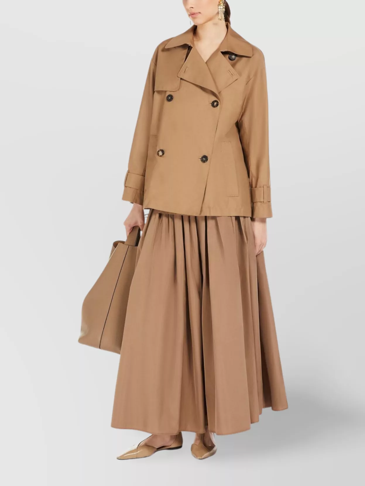 Max Mara Short Twill Trench Coat Water-Repellent
