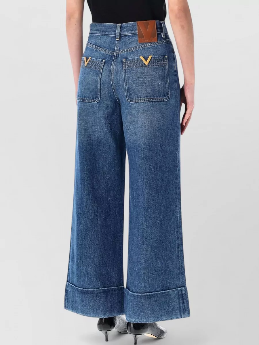 Valentino Garavani Denim Mid-Rise Wide-Leg Trousers