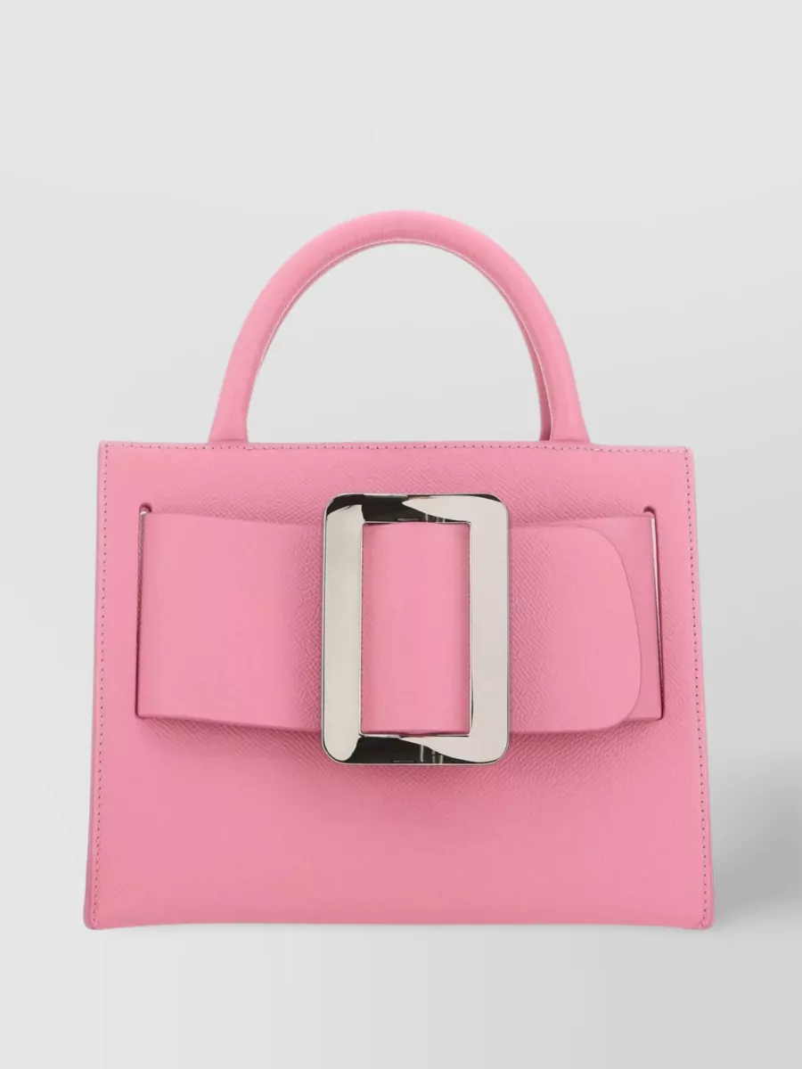 Boyy 23 Leather Handbag With Front Buckle Strap In Pink