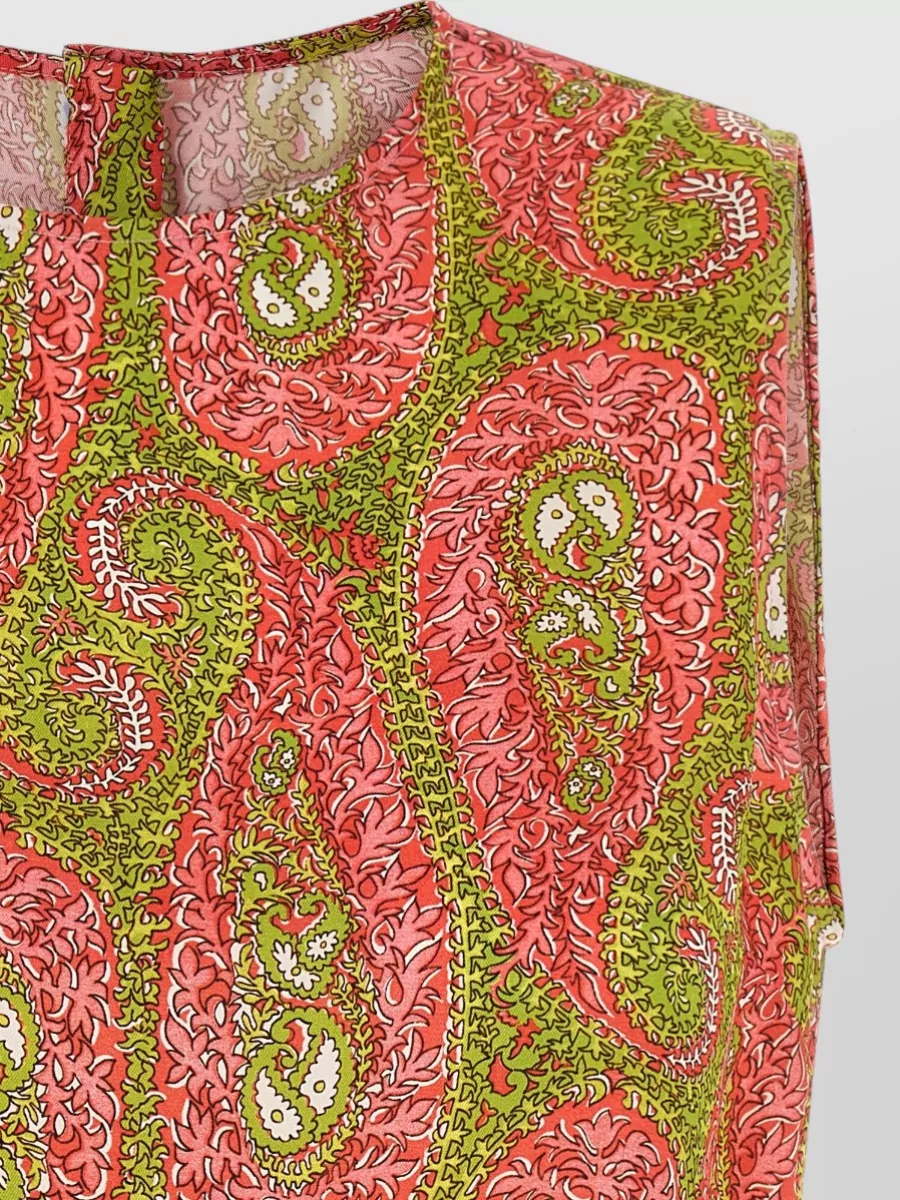 Etro Paisley Foliage Sleeveless Top Button Detail