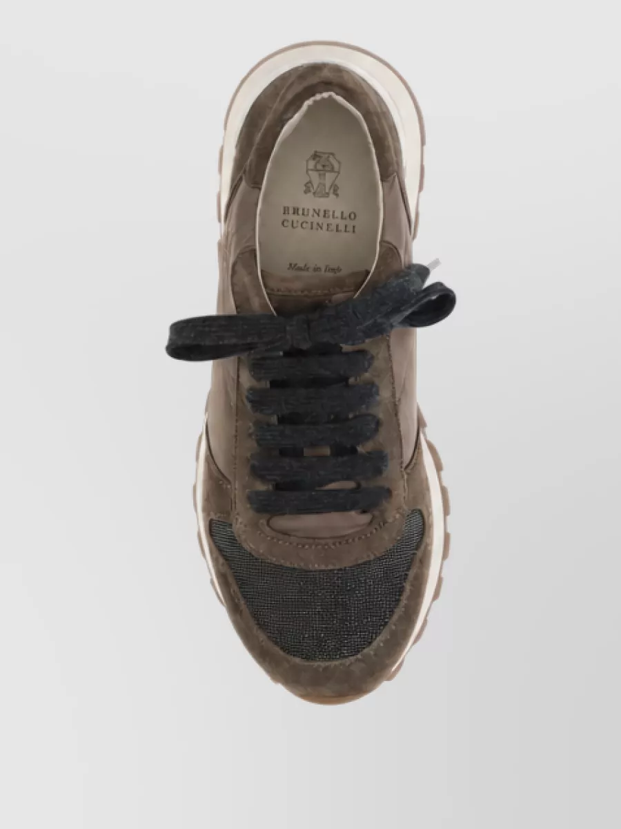 Brunello Cucinelli Calf Leather Lace-Up Sneakers