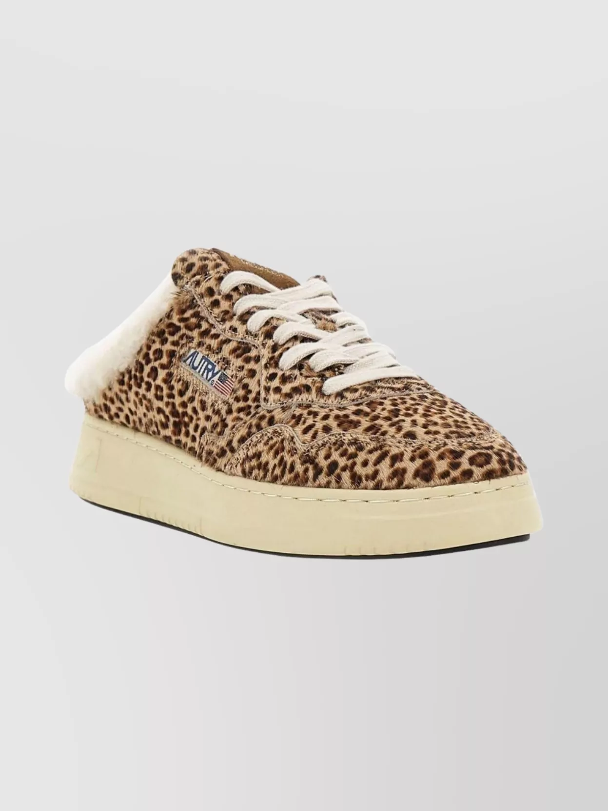 Autry Animal Print Low Top Sneakers With Shearling Trim
