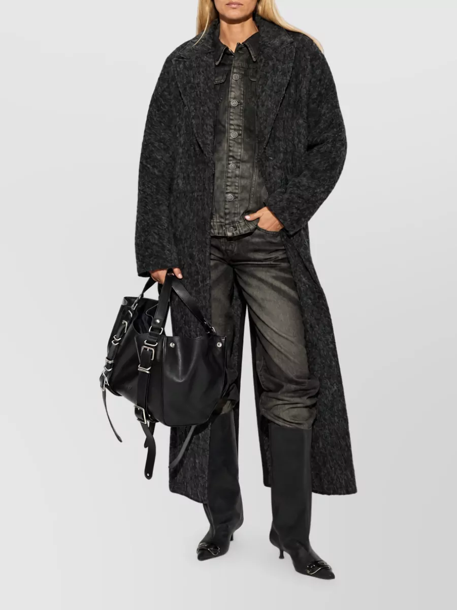 Diesel Brushed-effect Coat In Black