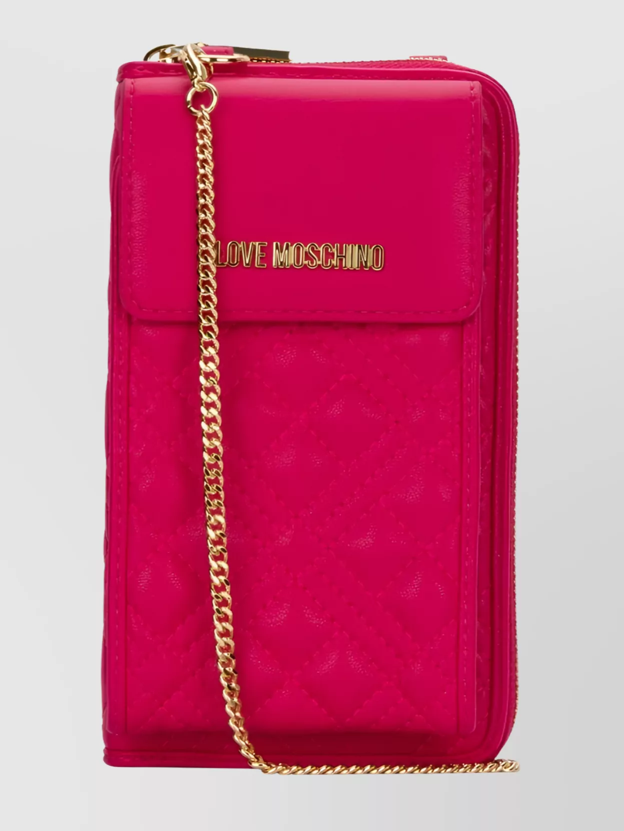Shop Love Moschino Quilted Chain Strap Purse In Pink