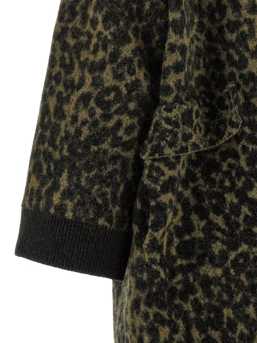 Nude Animal-Print Oversized Coat