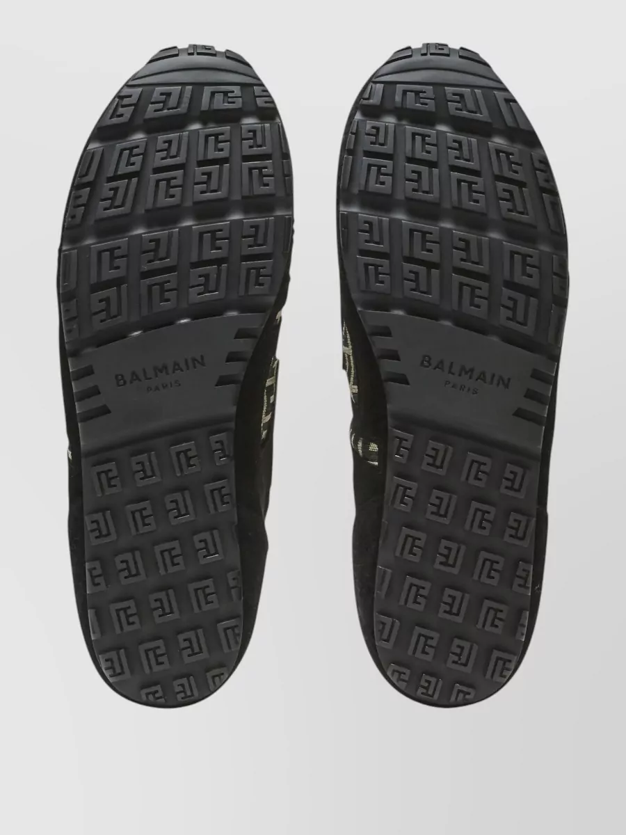 Balmain Racer 45 Monogram Jacquard Lace Up Sneakers