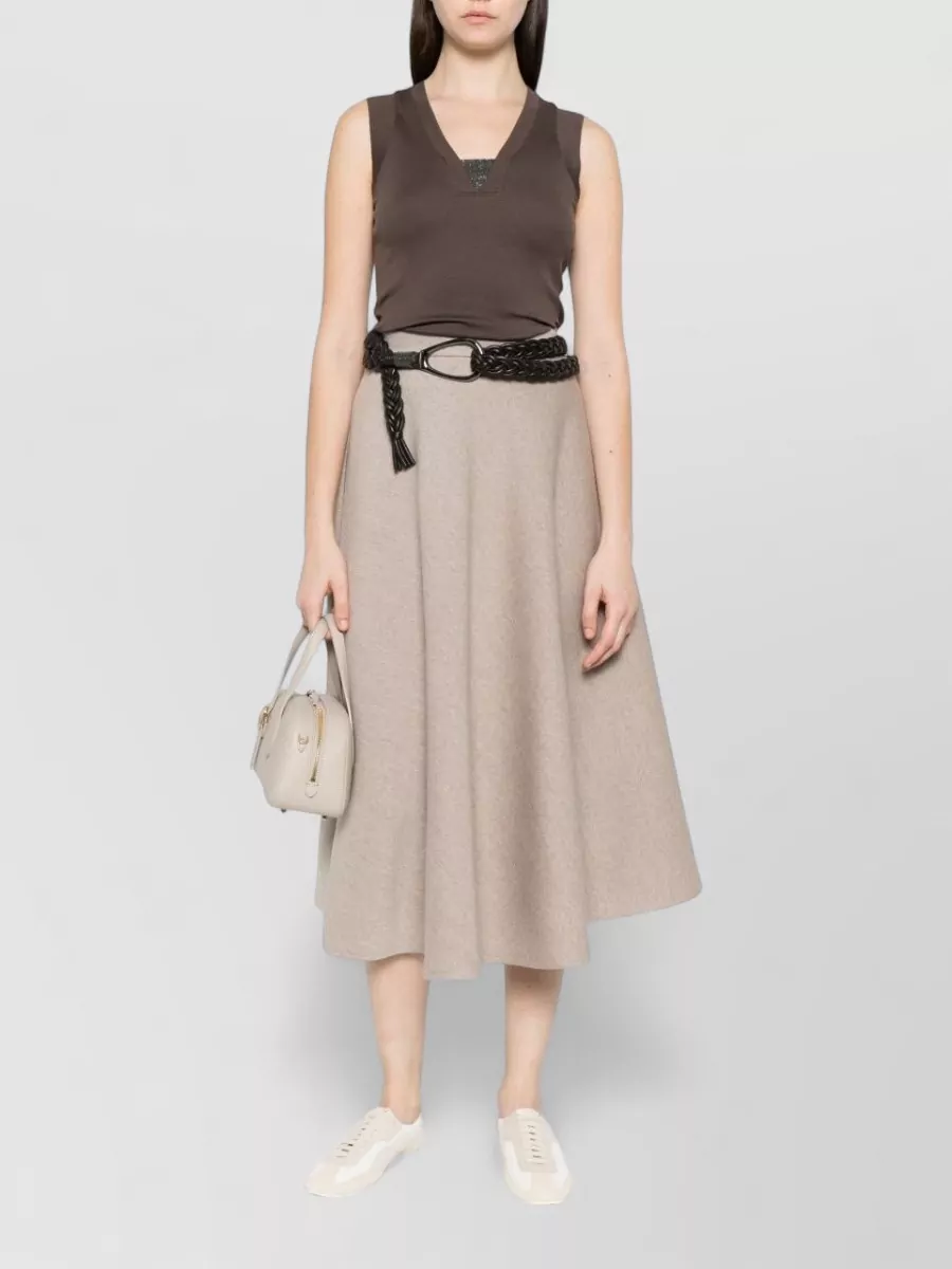 Brunello Cucinelli Cotton Tank V Neck Stretch Ribbed Top