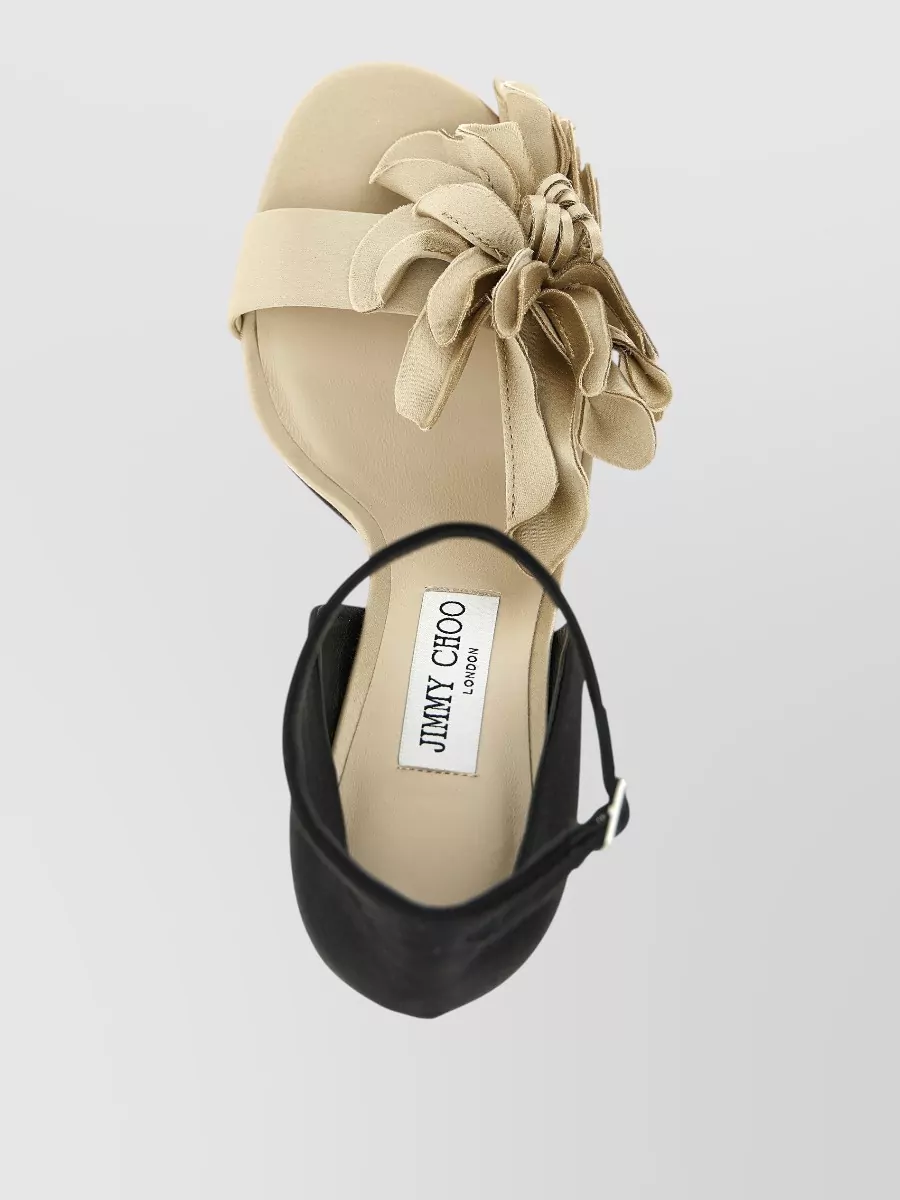 Jimmy Choo Silk Floral-Appliqué Sandals