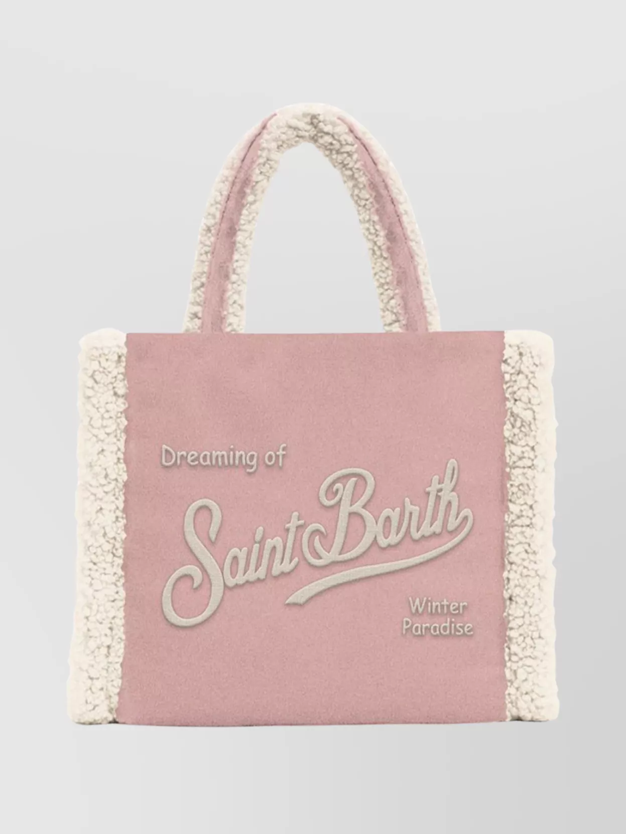 Mc2 Saint Barth Compact Tote With Shearling Trim And Handles In Pink