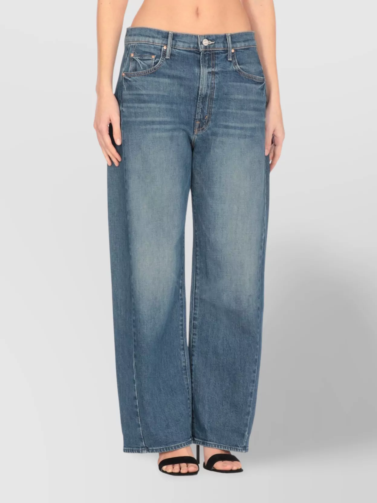 Mother Wide-leg Trousers Faded Wash In Blue