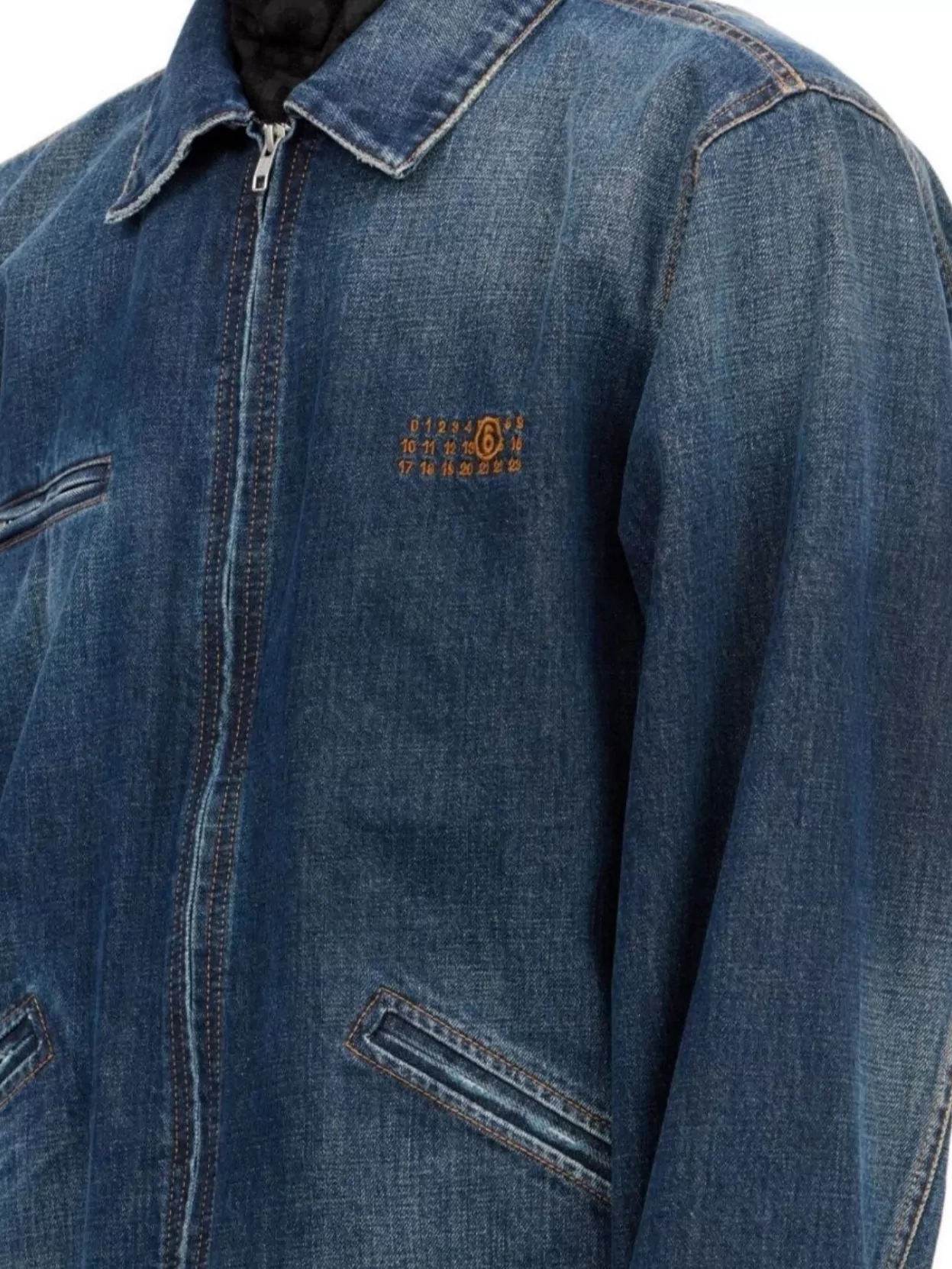 Mm6 Maison Margiela Denim Zip-Up Jacket Pockets