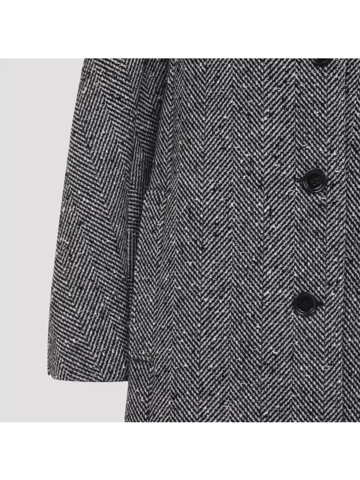 Dolce & Gabbana Herringbone Pattern Coat Long Sleeves In Black