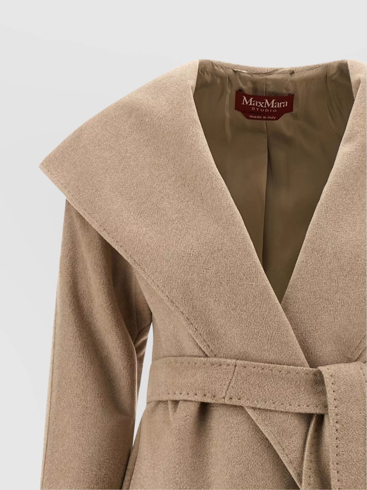 S Max Mara Belted Mid-Length Coat Wide Lapels