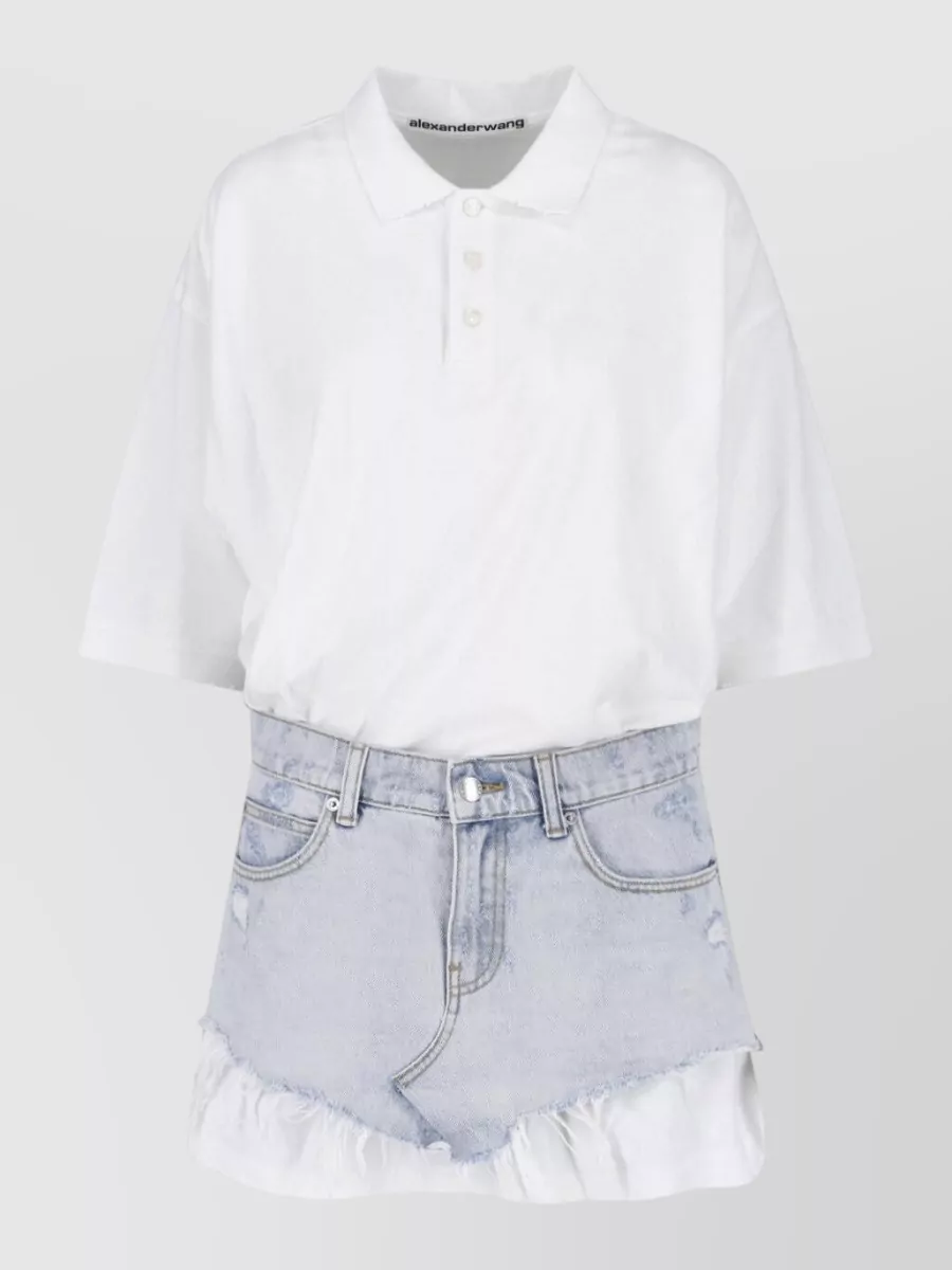 Alexander Wang denim asymmetric mini polo dress