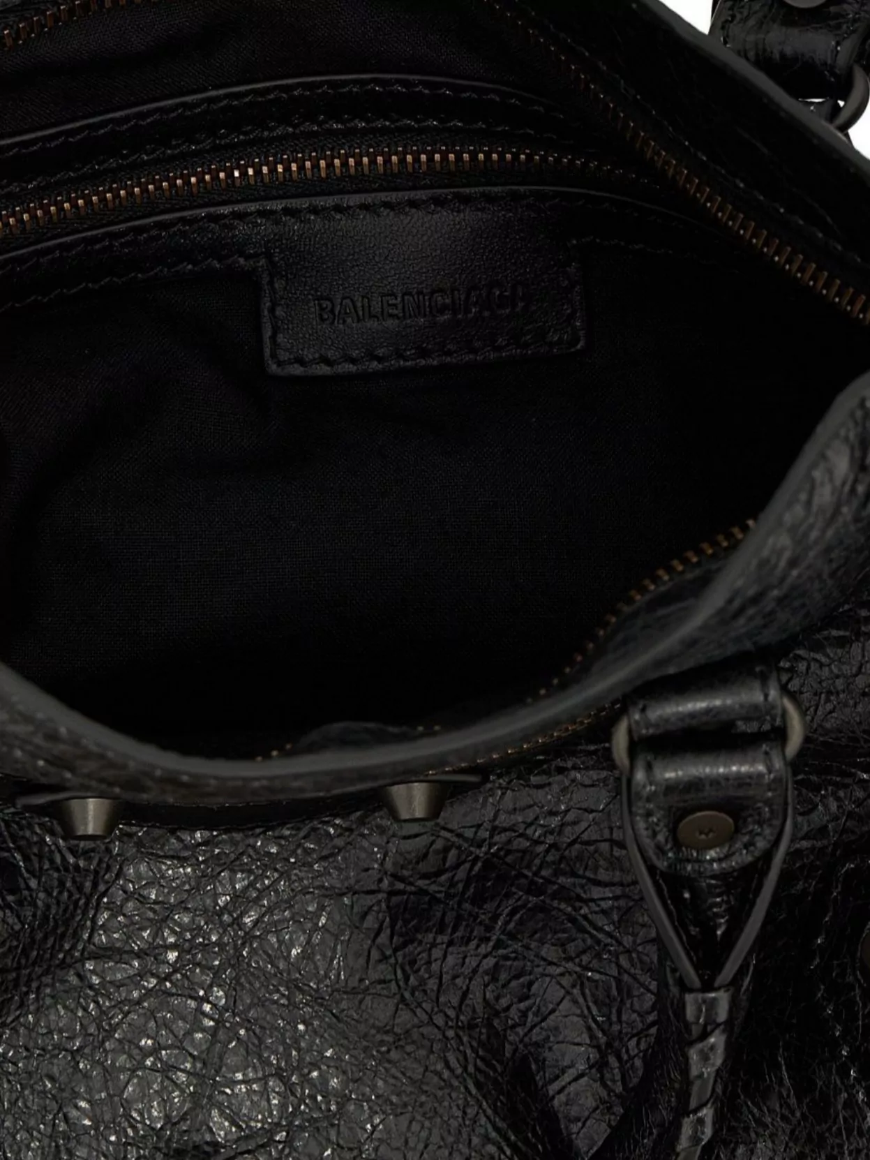 Balenciaga Leather Shoulder Bag With Front Zip Pocket In Black
