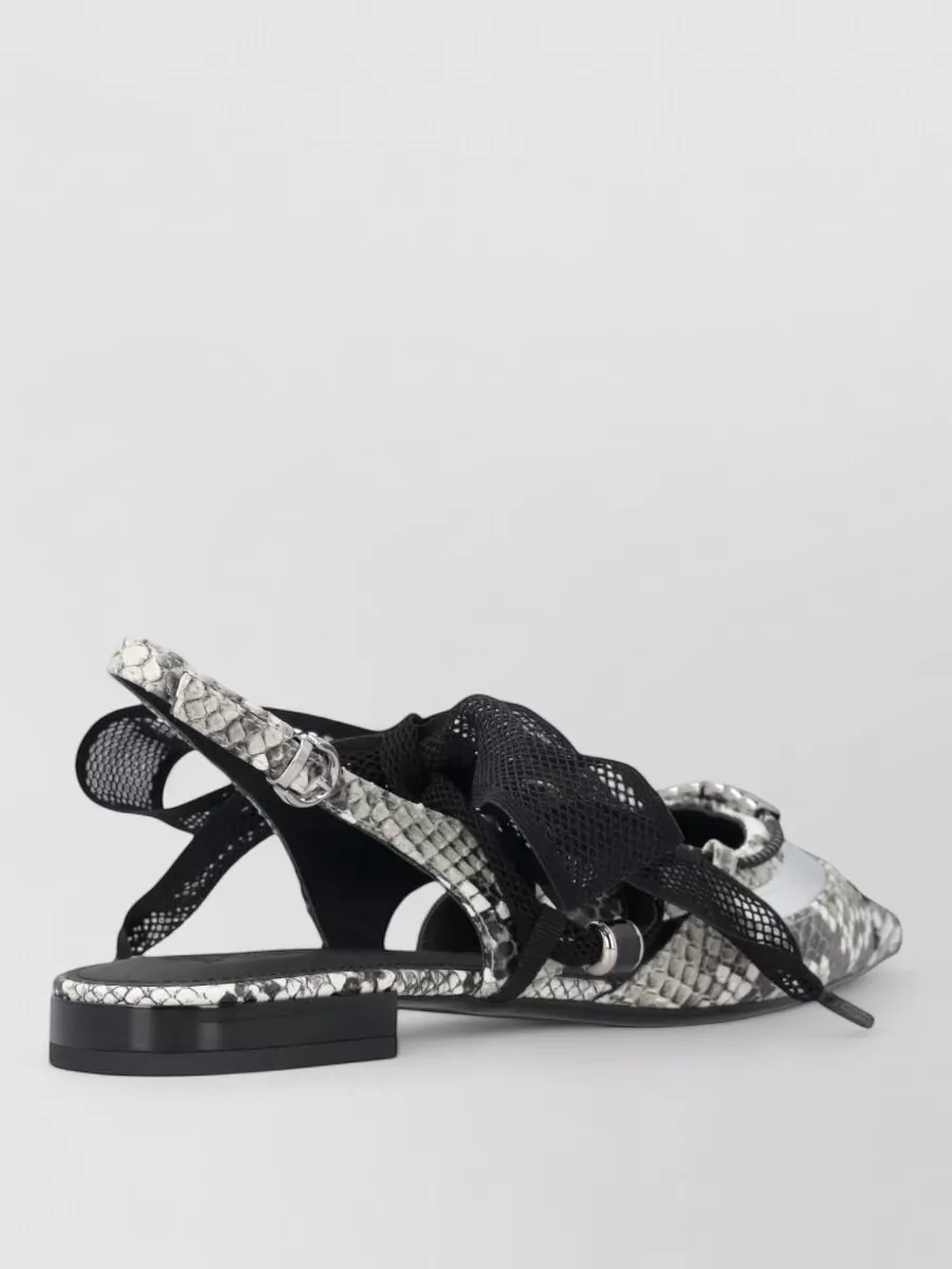 Pinko Leather Python-Print Flat Ballerina Shoes