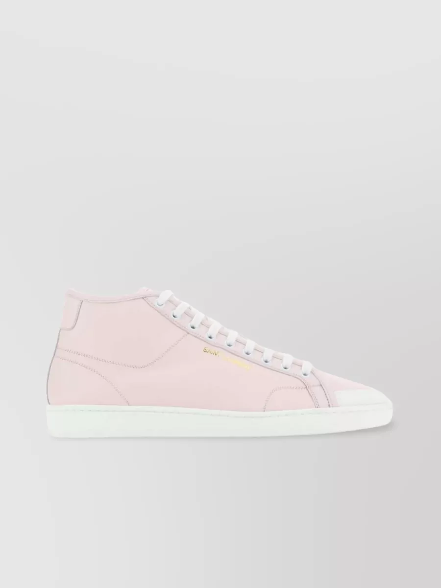 Shop Saint Laurent Court High-top Sneakers With Round Toe In Pink