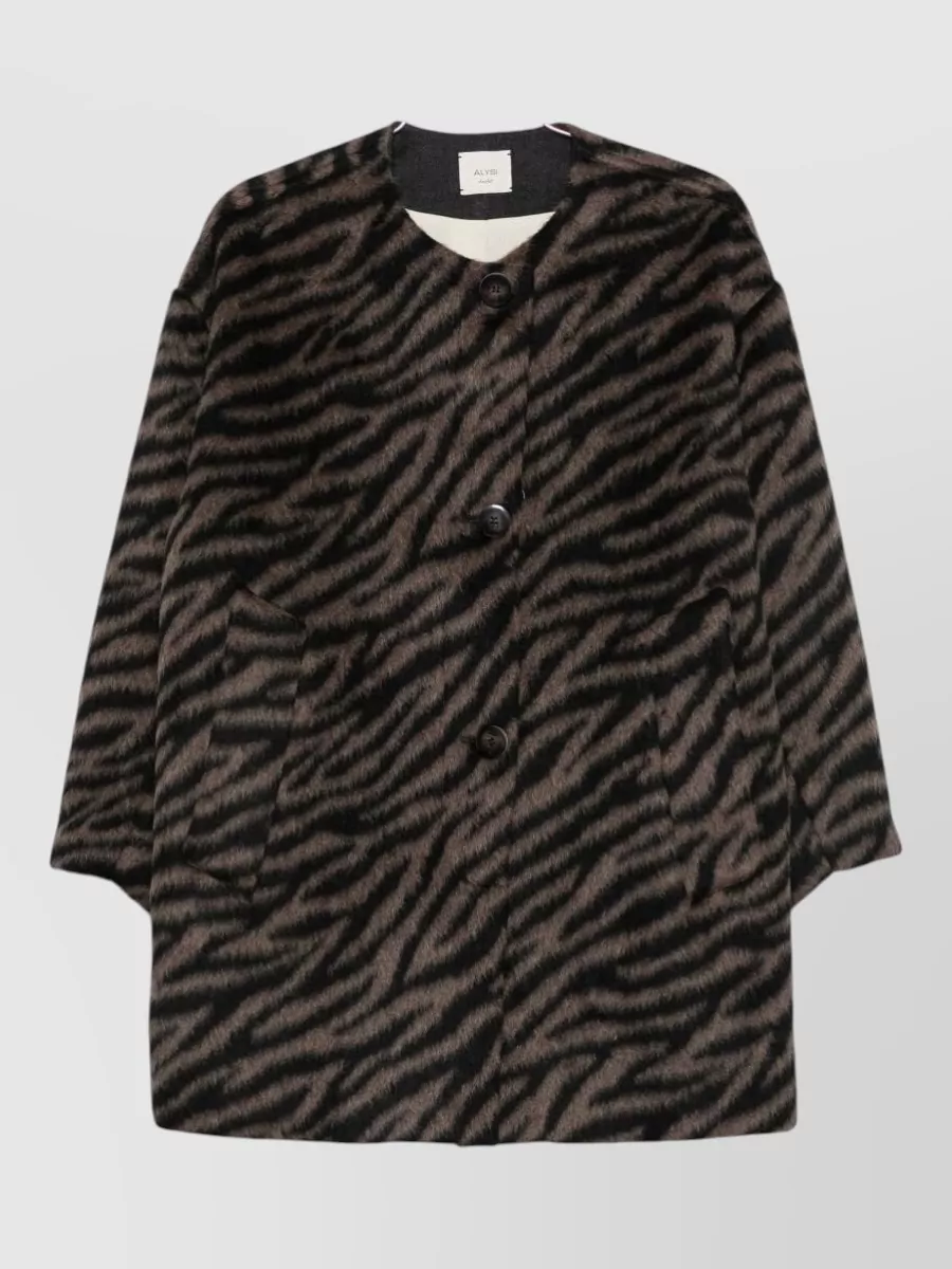 Alysi Brushed tiger-print collarless jacket