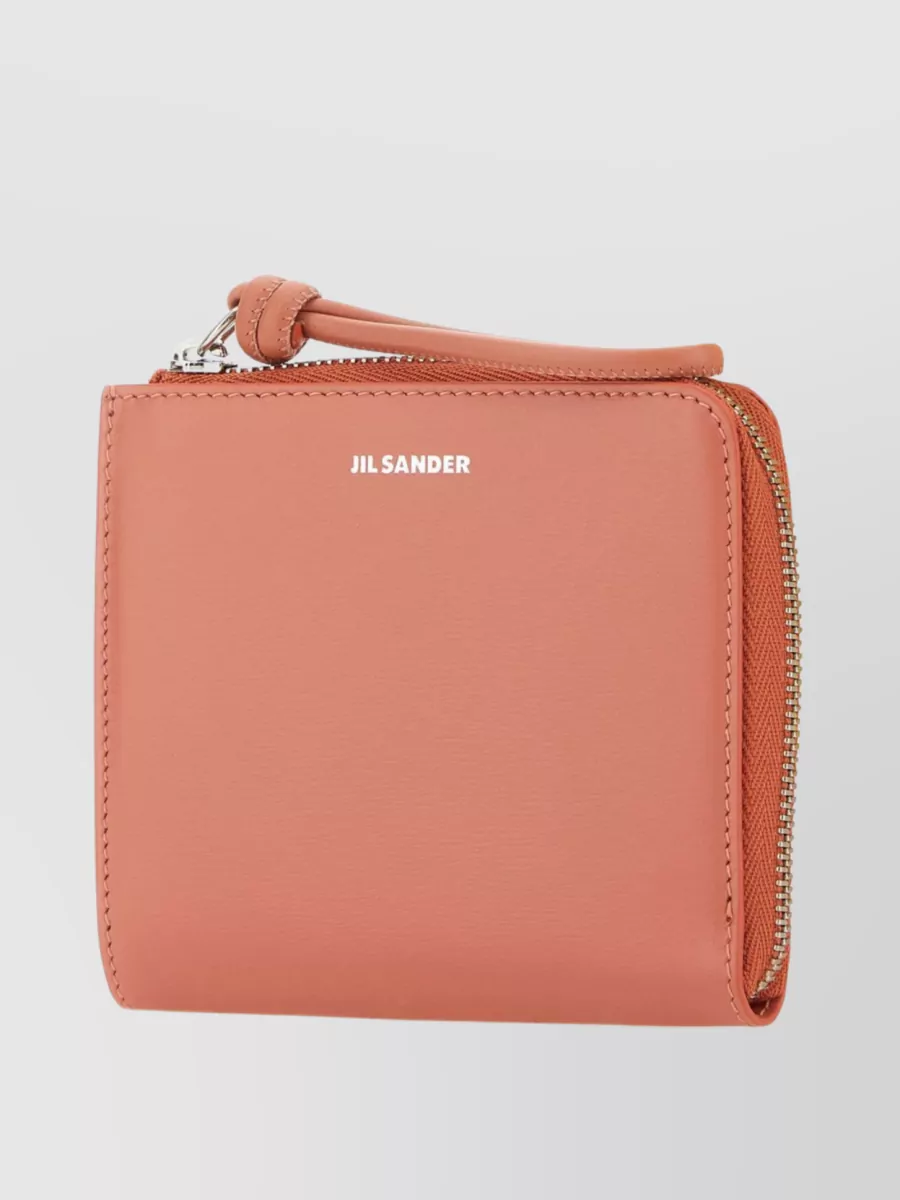Shop Jil Sander Leather Wrist Wallet With Unique Strap In Pink