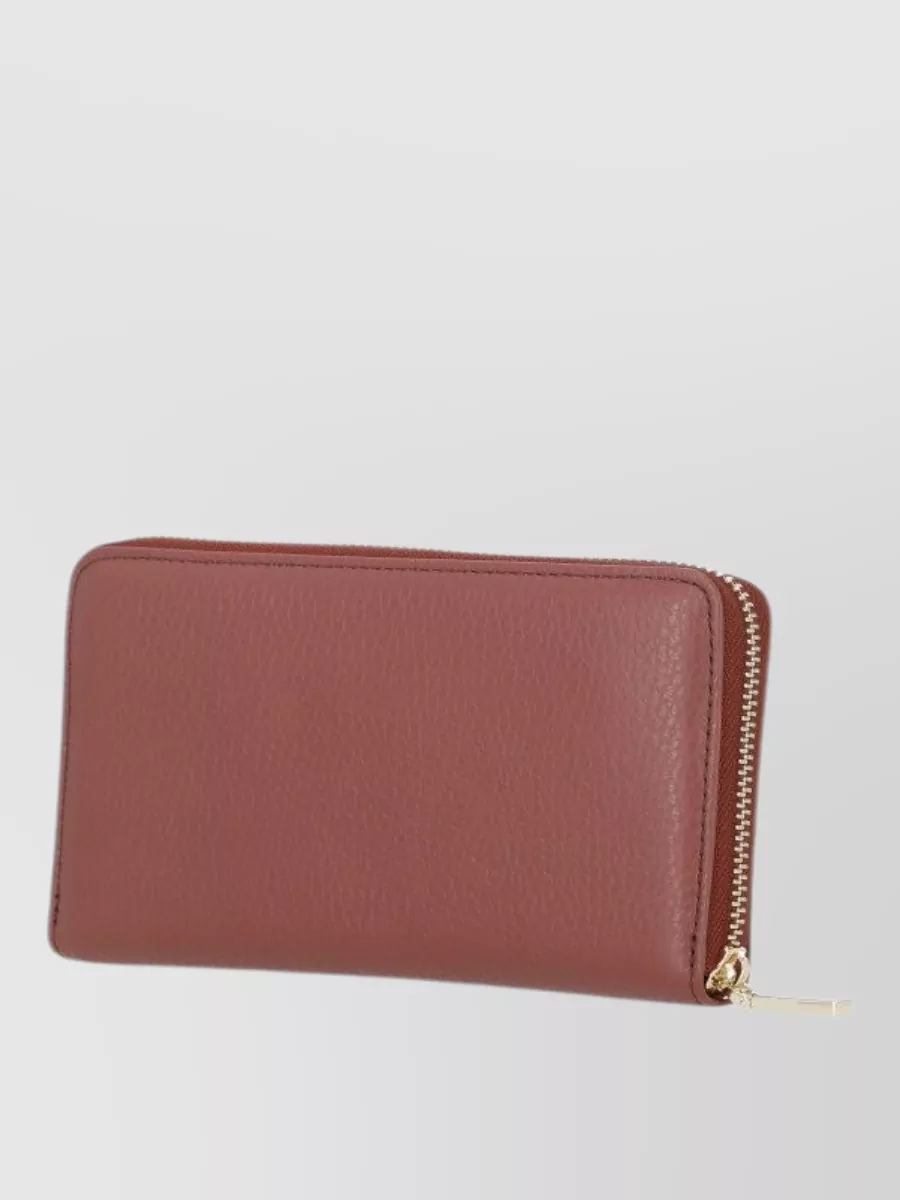 Coccinelle Pebbled Leather Compact Folding Zip Wallet