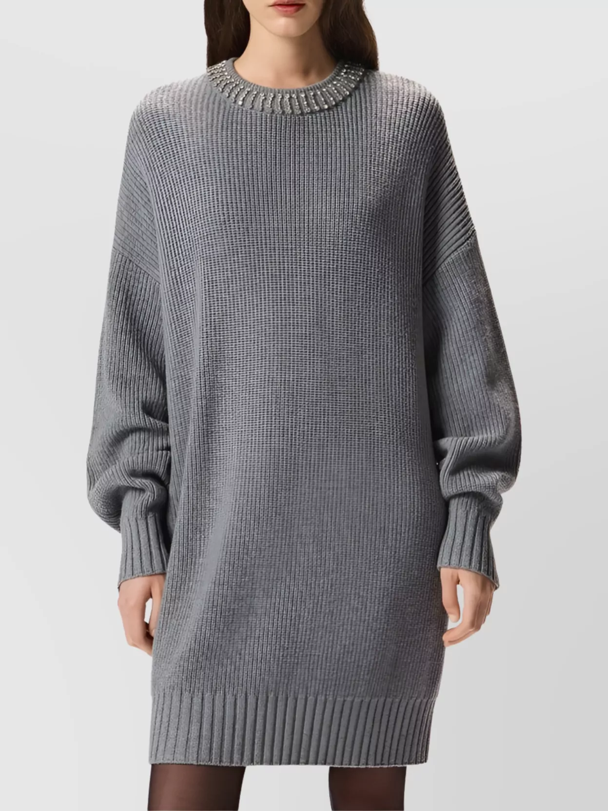 Pinko Relaxed Fit Knee-Length Dress With Embellished Neckline