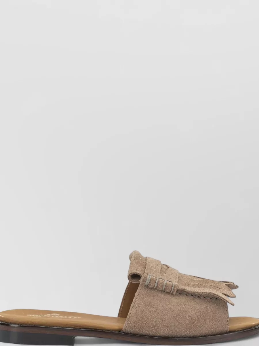 Sebago Leather Fringed Slides