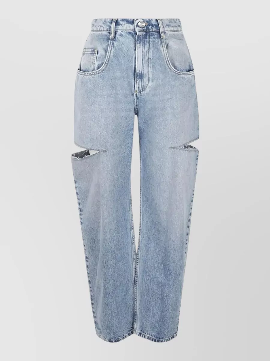 Maison Margiela High Waist Wide Leg Denim Trousers In Blue
