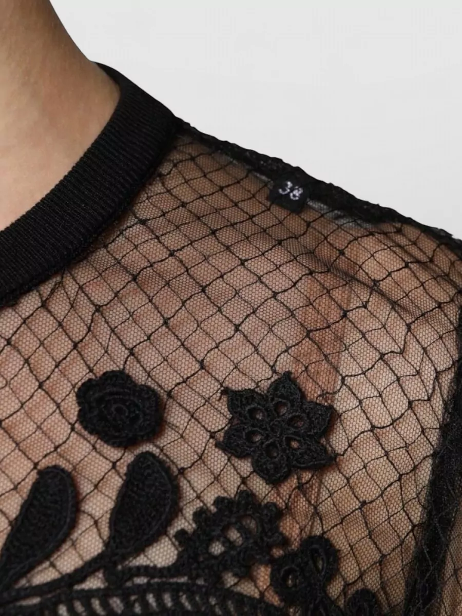 Dolce&Gabbana Silk Lace Short-Sleeve Knit Top