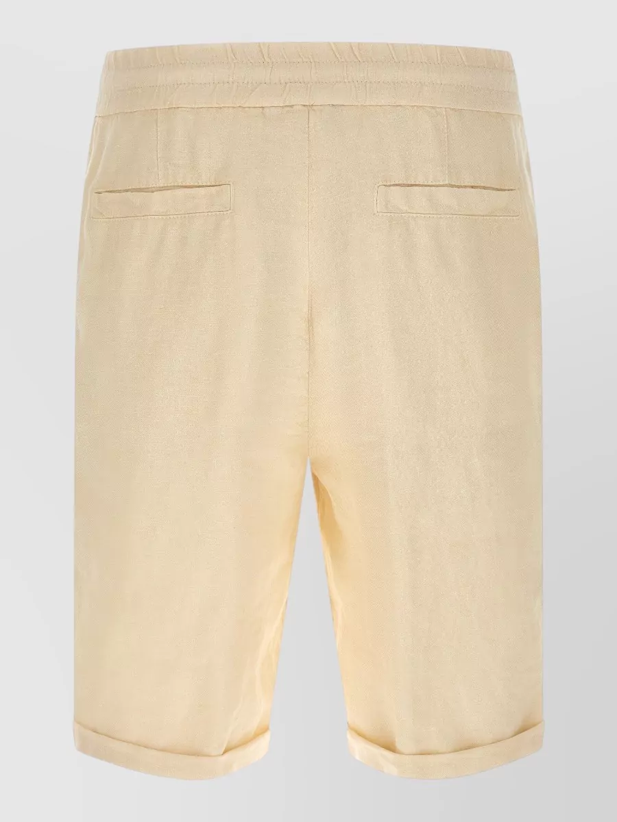 Brunello Cucinelli Linen Bermuda Shorts Rolled Hem Pockets