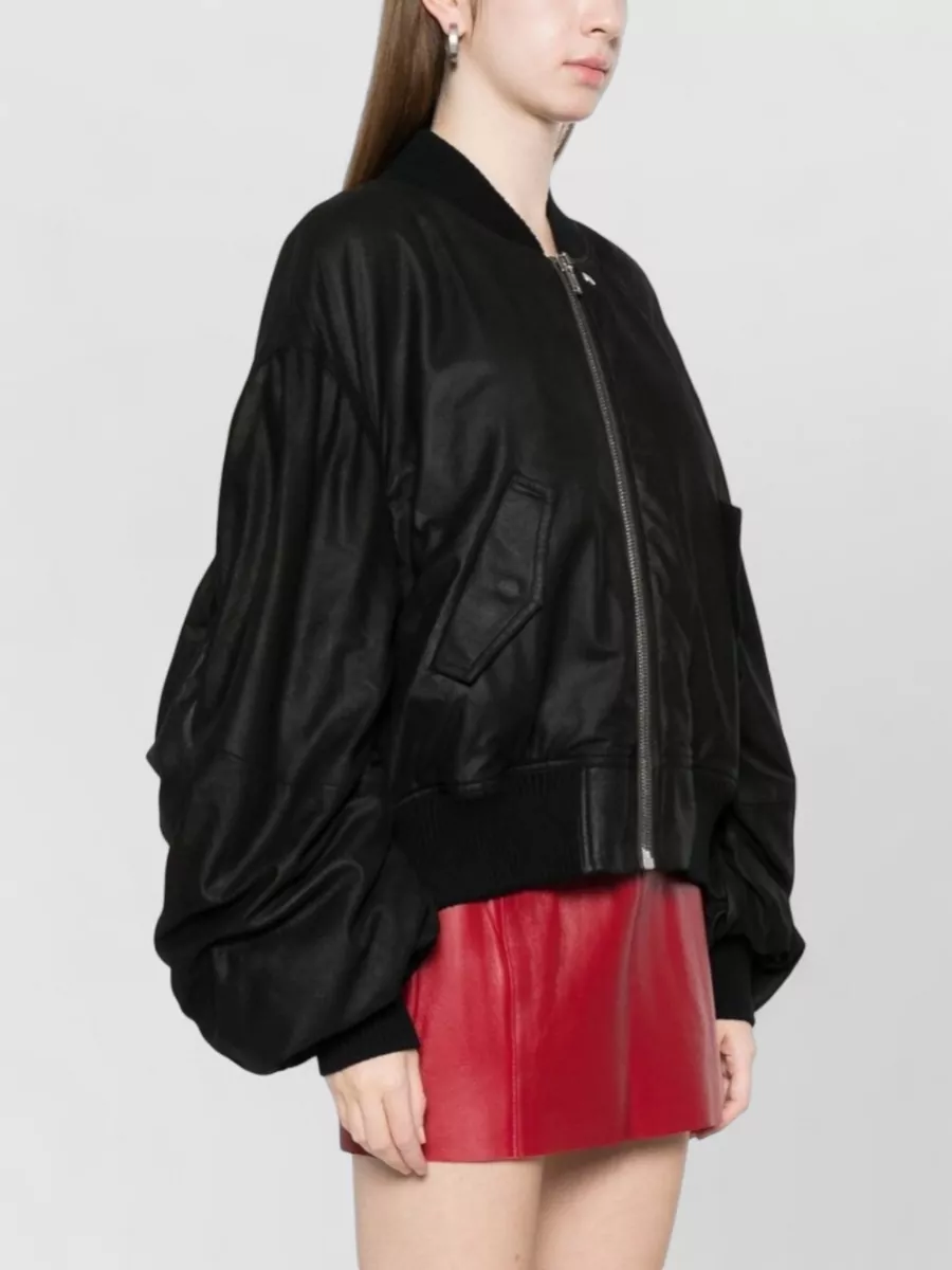 Rick Owens Leather Padded Bomber Jacket