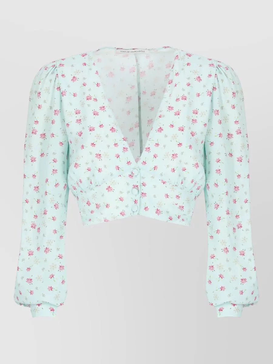 Mar De Margaritas Floral-Print V-Neck Sleeveless Blouse