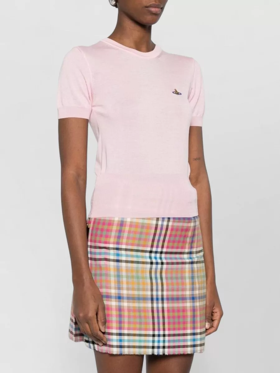 Vivienne Westwood Short Sleeve Crew Neck Top Ribbed Cuffs Hem