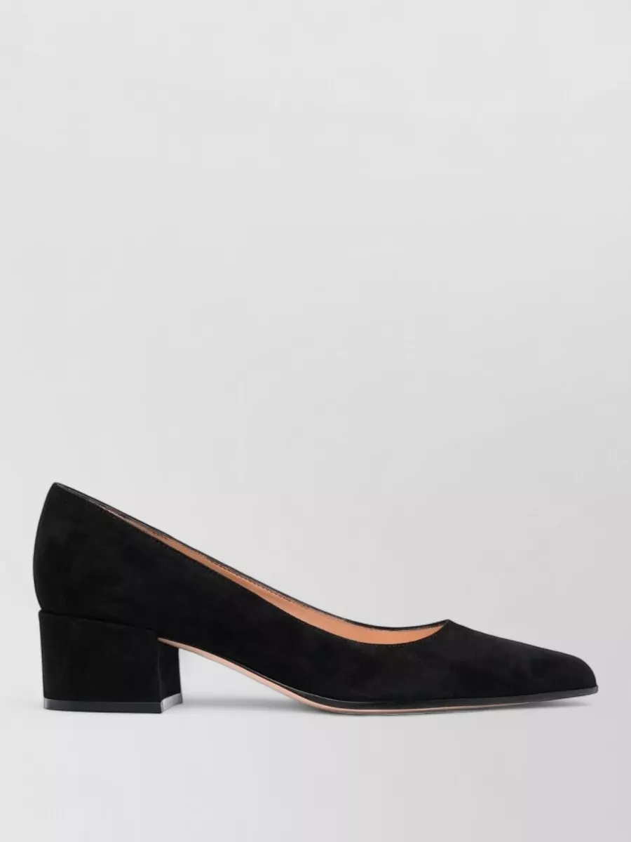 Gianvito Rossi Suede Leather Block Heel Pumps