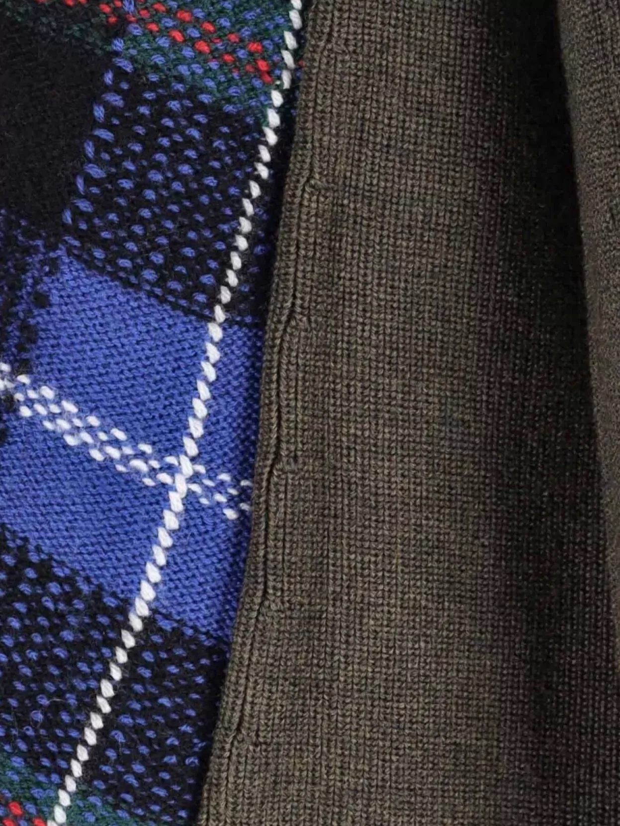 Comme Des Garçons Asymmetric Hem Long Sleeve Plaid Sweater
