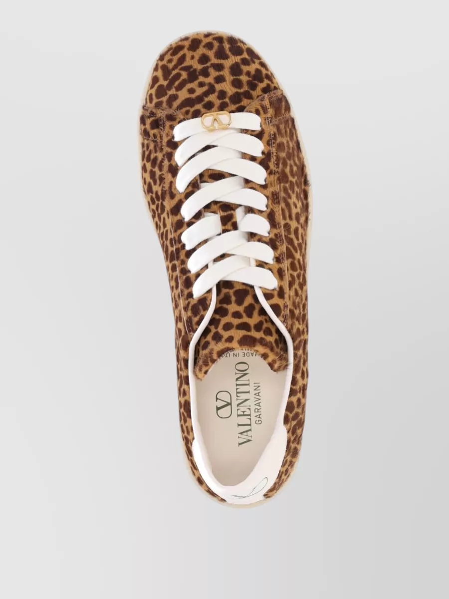 Valentino Garavani Calf Hair Leather Printed Low-Top Sneakers