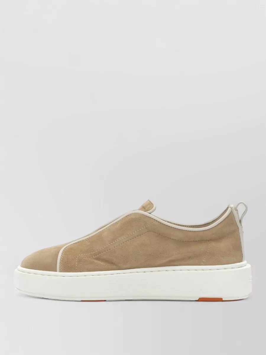 Santoni Leather Suede Slip-On Sneakers