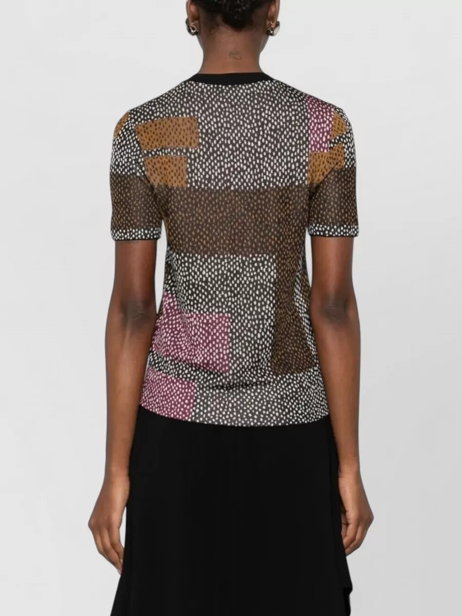 Fendi Geometric Motif Short Sleeve Knit Jumper