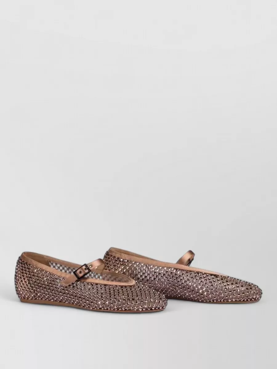 Le Silla satin crystal embellished mesh ballerina shoes