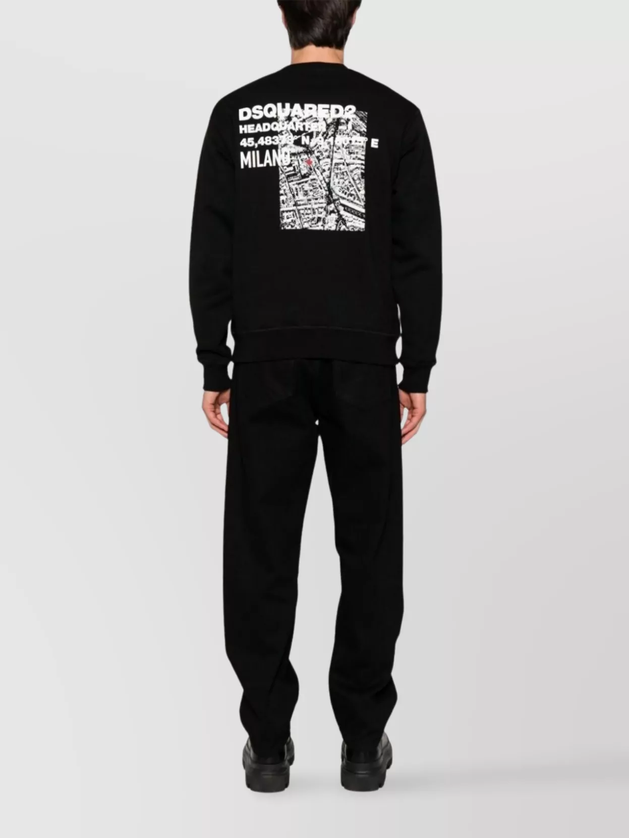 Dsquared2 Graphic Map Print Hoodie Crew Neck