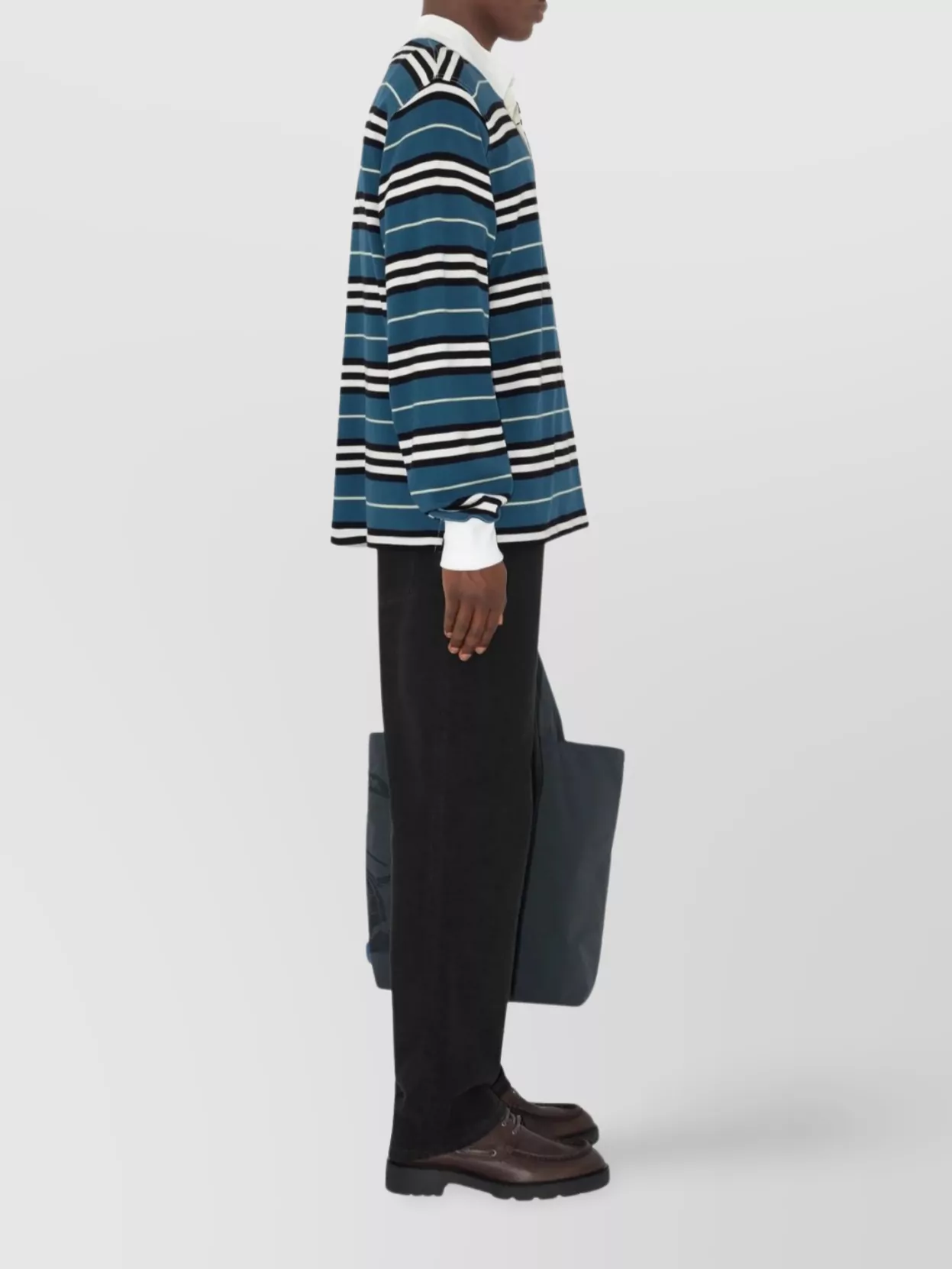Shop Burberry Striped Cotton Polo Shirt With Long Sleeves