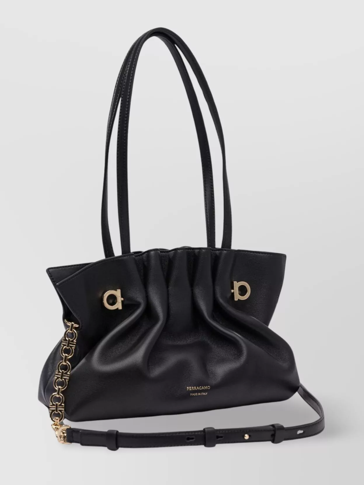 Ferragamo Ruched Chain Strap Shoulder Bags