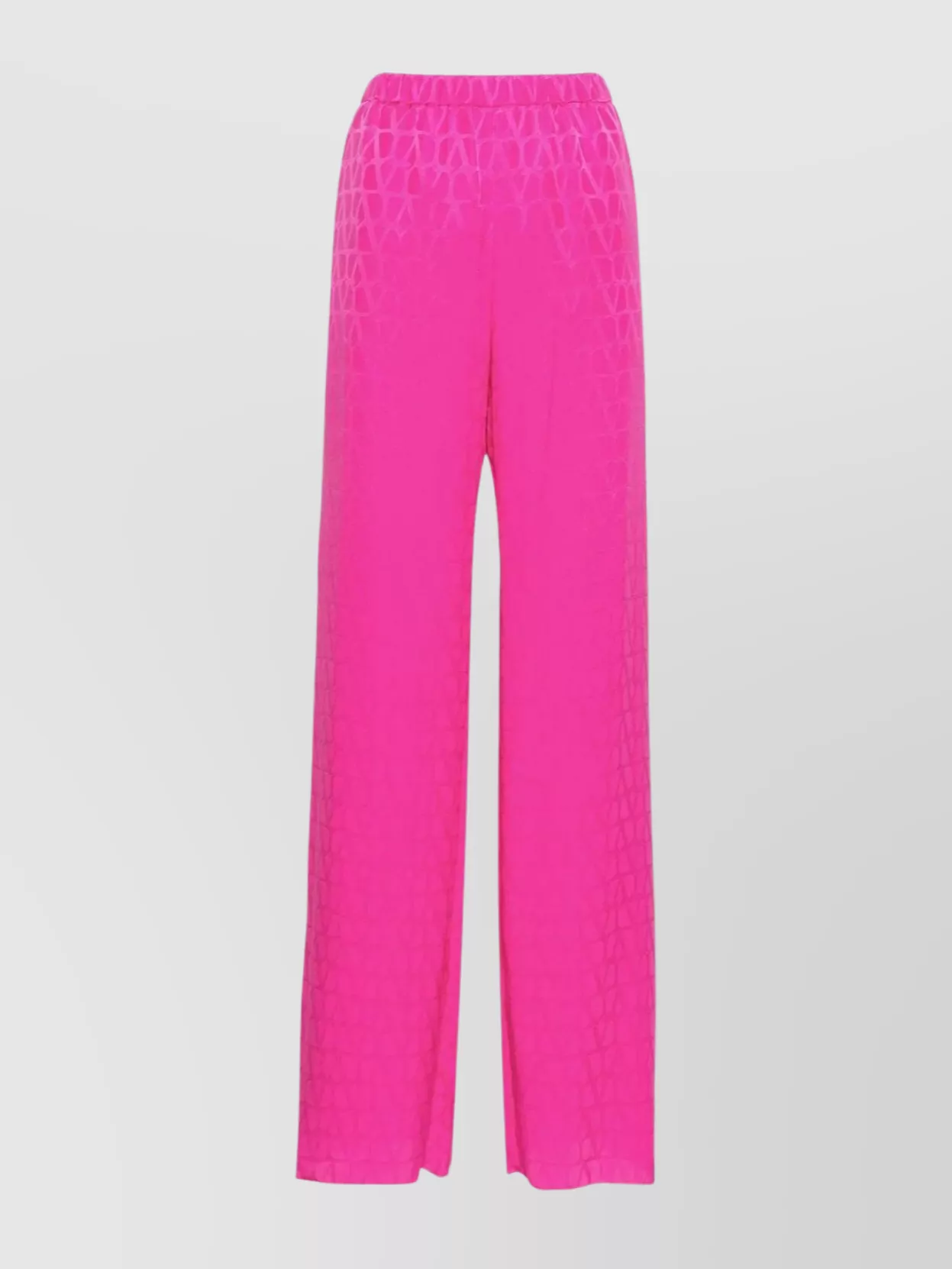 Shop Valentino Wide Leg High-waisted Pants With Textured Fabric