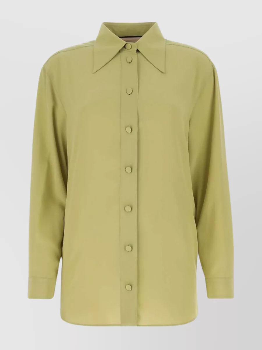 Shop Gucci Flowing Shirt With Pleated Back In Khaki