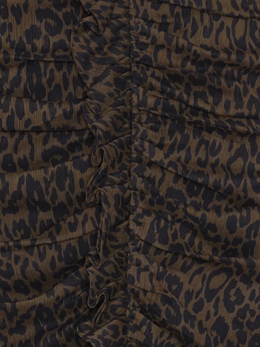 Rotate Ruched Leopard-Print Midi Dress