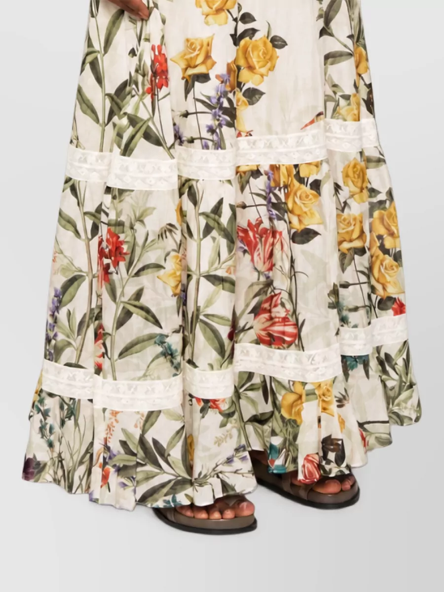 Alice + Olivia Printed Tiered Maxi Skirt