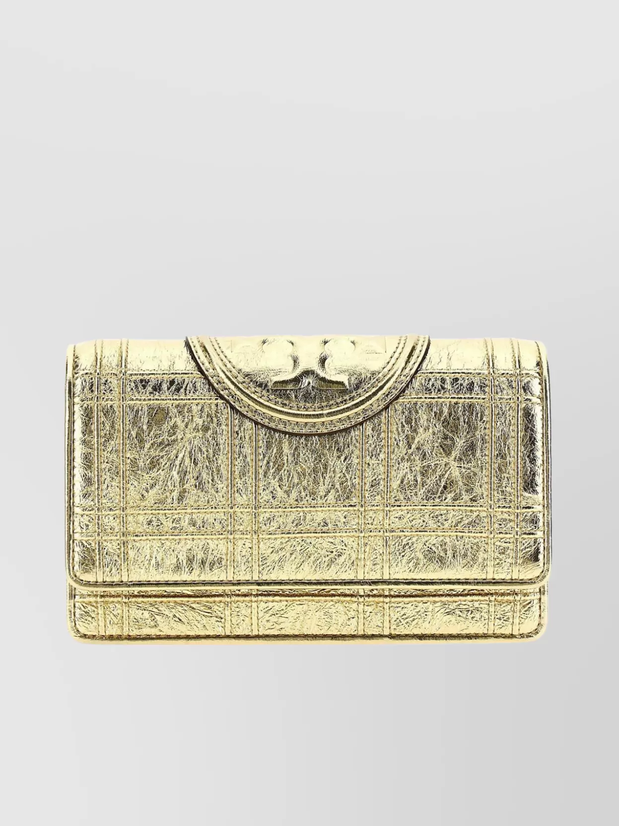 Tory Burch Metallic Quilted Square Wallet In Gold