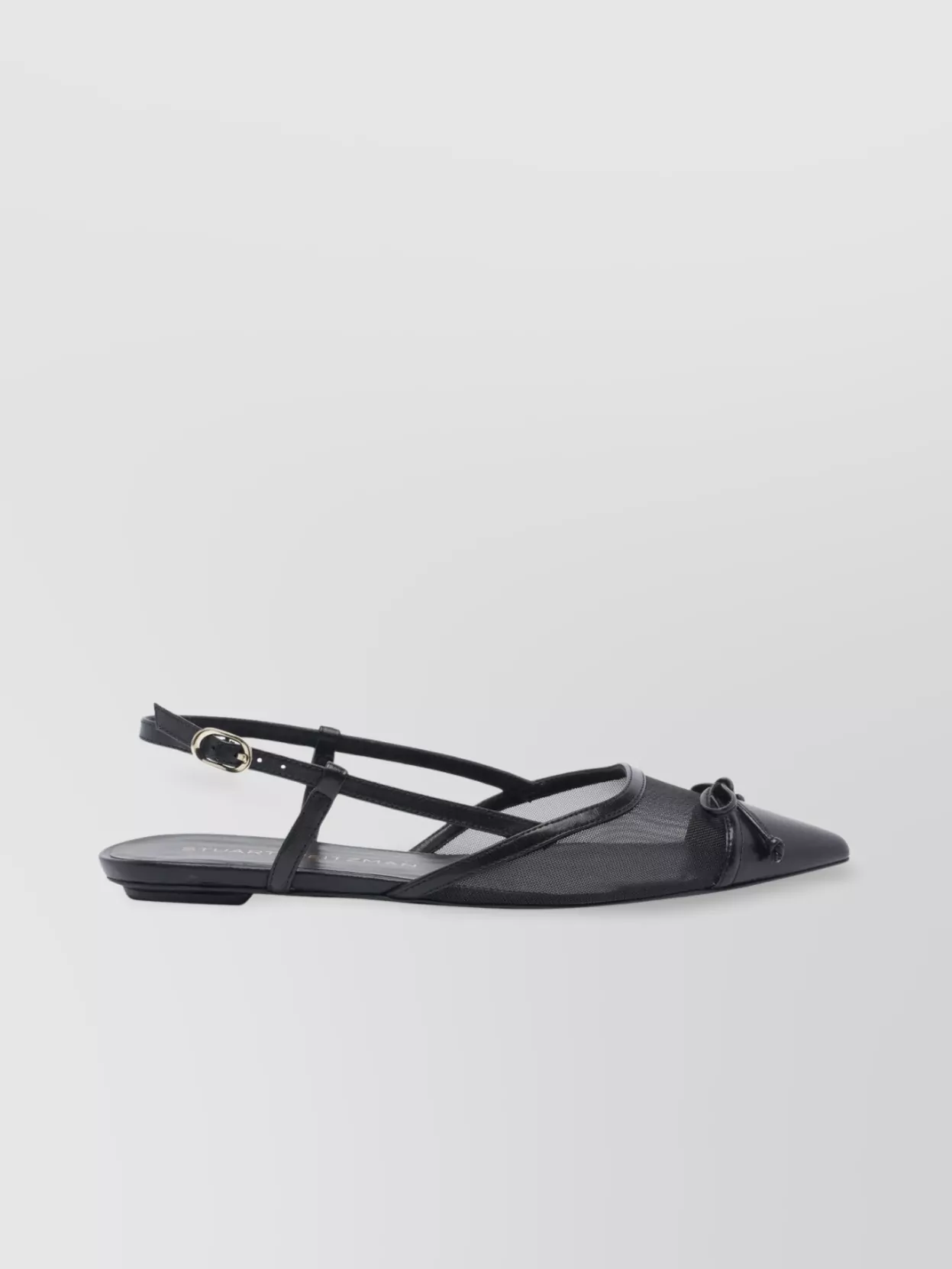 Stuart Weitzman Black Slingback Ballerinas With Pointed Design
