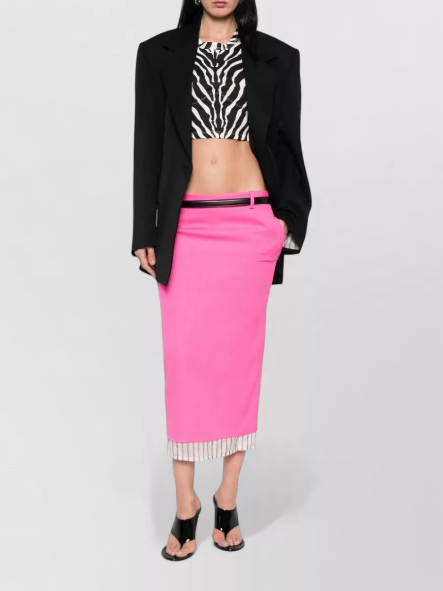 The Attico Wool Low-Rise Midi Skirt