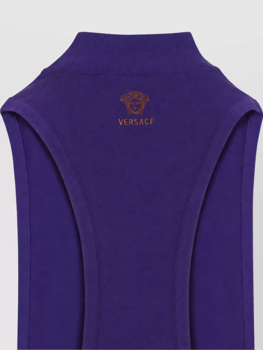 Versace Stretch Cotton Fitted Sleeveless High-Neck Tank Top