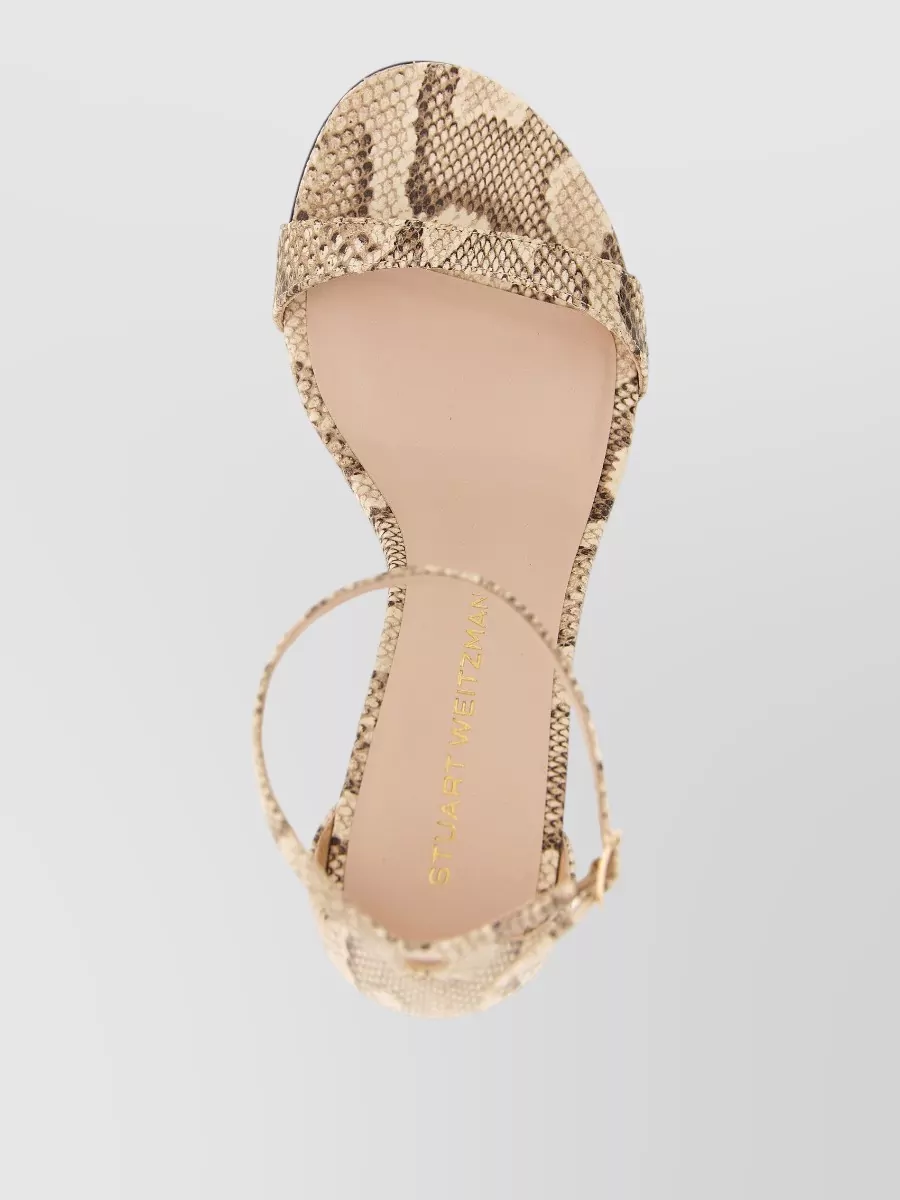 Stuart Weitzman Leather Snake-Print Sandals